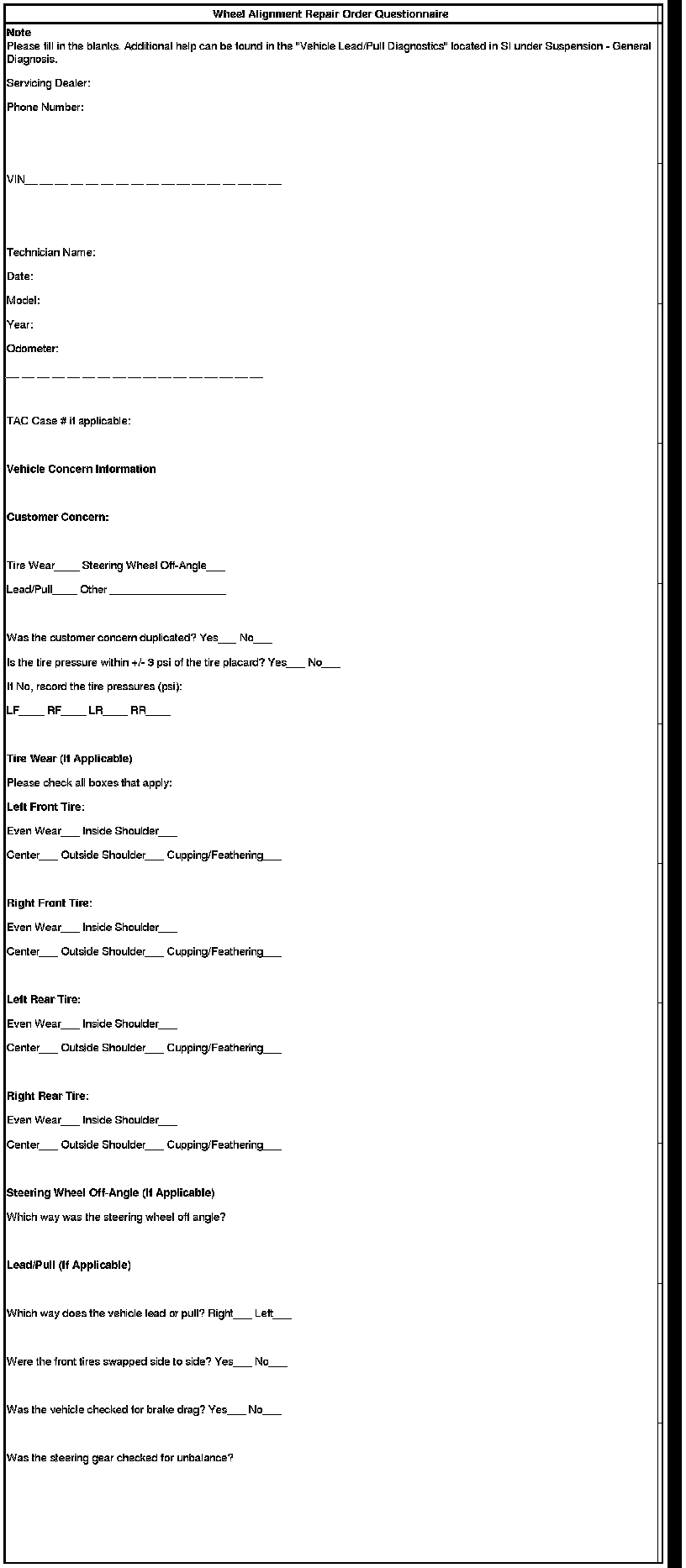 Technical service diagram